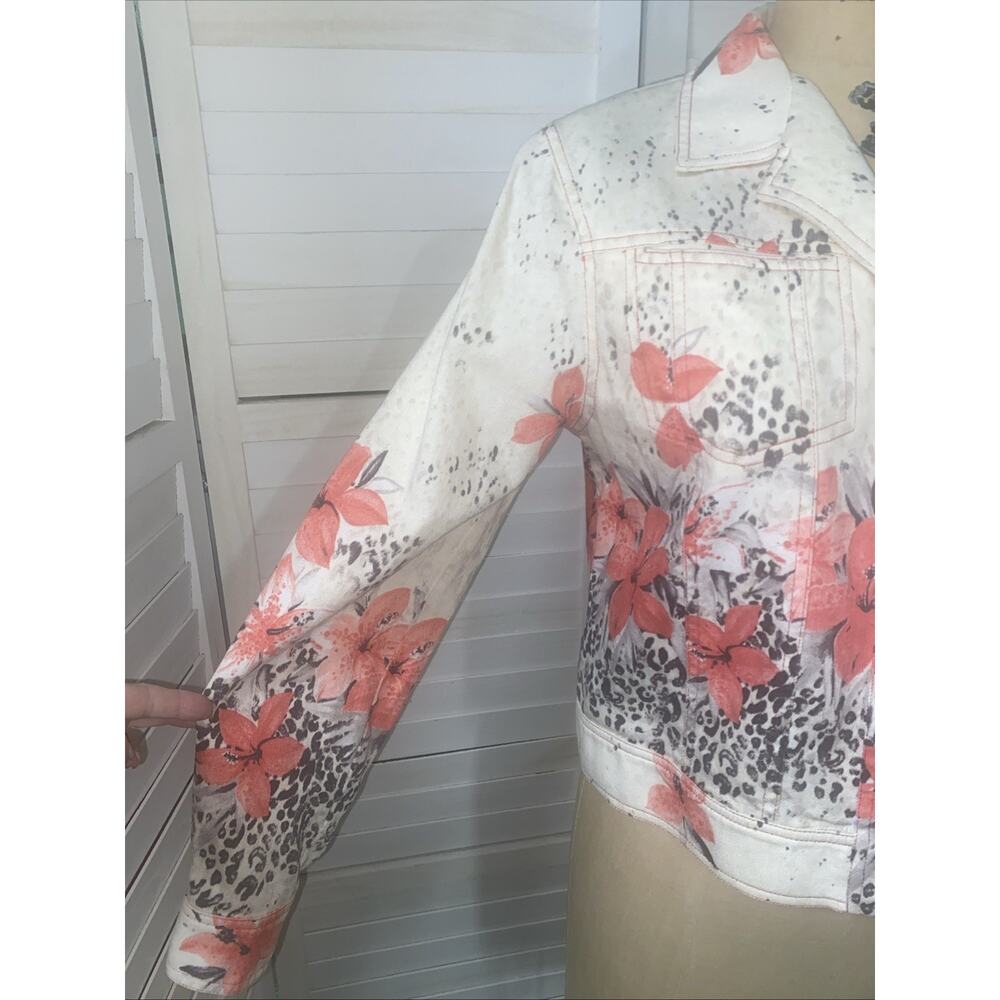 Nancy Bolen City Girl Ladies’ Size M Cream Denim Floral Lightweight Jacket - Picture 2 of 9